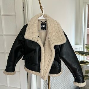 Zara leather Sherpa jacket xs